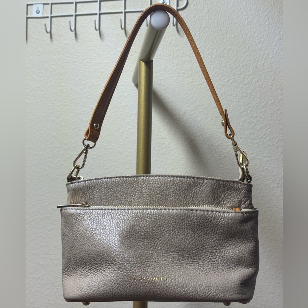Divina Frienze Taupe Leather Shoulder Bag